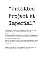 Front page for Untitled Project At Imperial
