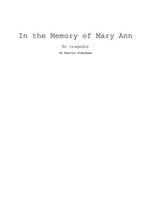Front page for In the Memory of Mary Ann