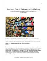 Front page for Lost and Found: Belongings That Belong
